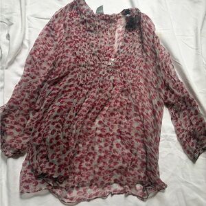 Floral Sheer Women's Top - Pink and beige Runs small